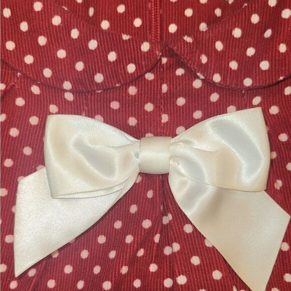 Petit Confection Red Polka-dot Holiday Christmas Valentine's Corduroy Dress 3T - Picture 5 of 11